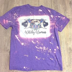Artisan Made Acid Washed Witchy Moon T-shirt